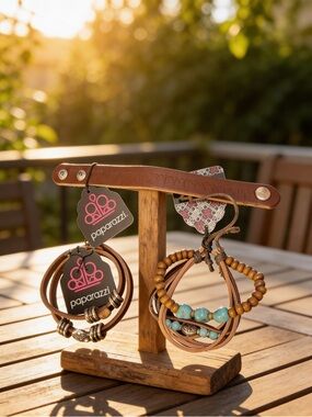 paparazzi Brown and Faux Turquoise Beaded  Bracelet Trio